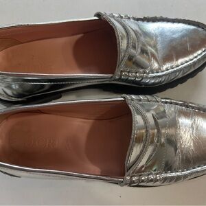 J. Crew Metallic Lug Sole in Silver
